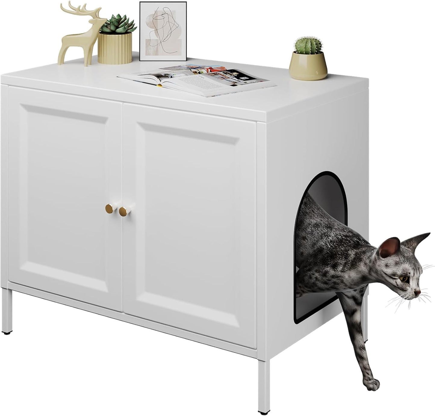 Cat Washroom Furniture With Barn Door, Indoor pet House