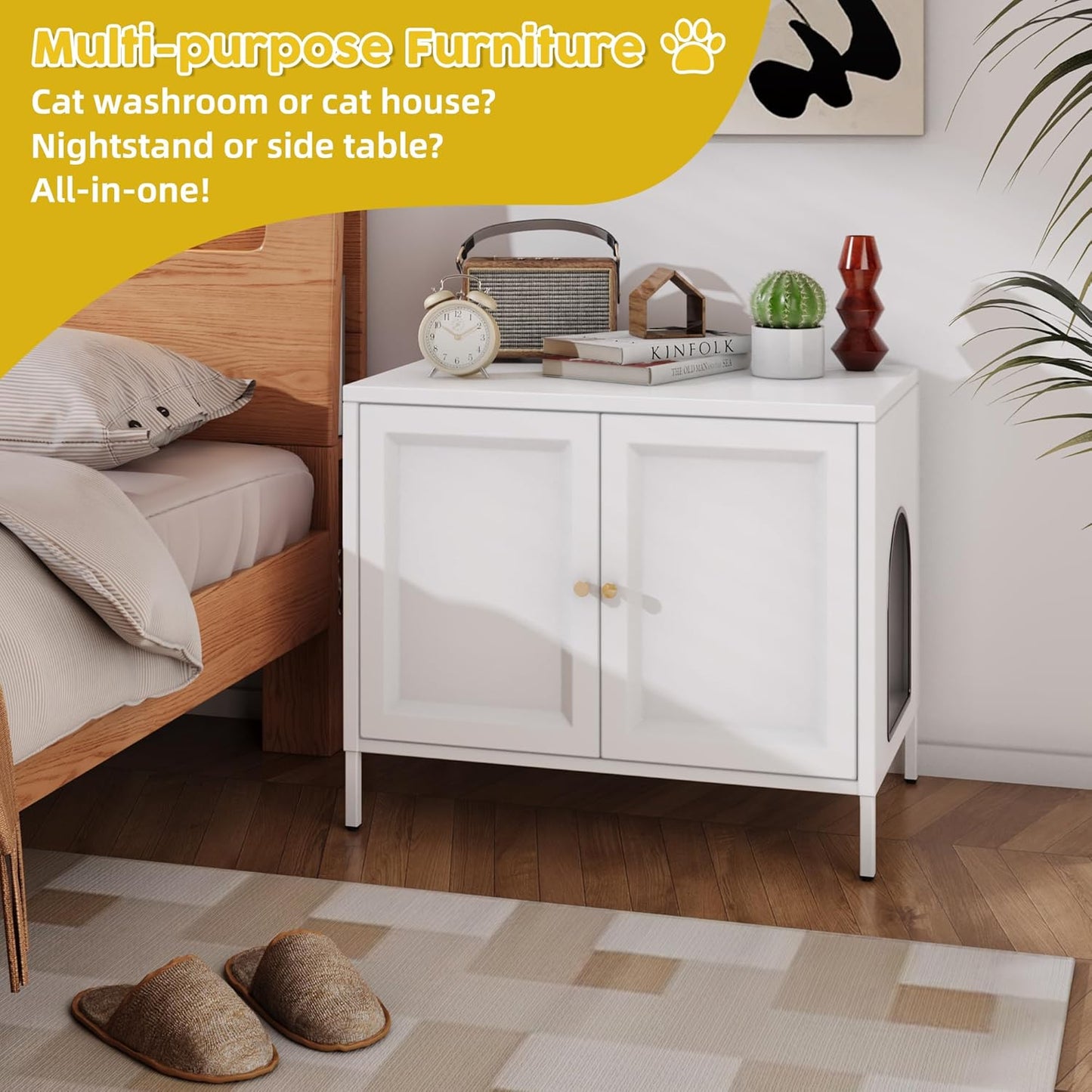 Cat Washroom Furniture With Barn Door, Indoor pet House