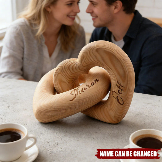 Personalized Wooden Heart Sculpture with Custom Name Engraving ,Custom Love Decor