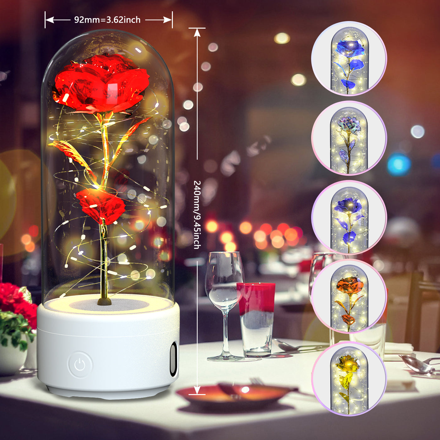 2 In 1 Rose Flowers LED Light And Bluetooth-compatible Speaker