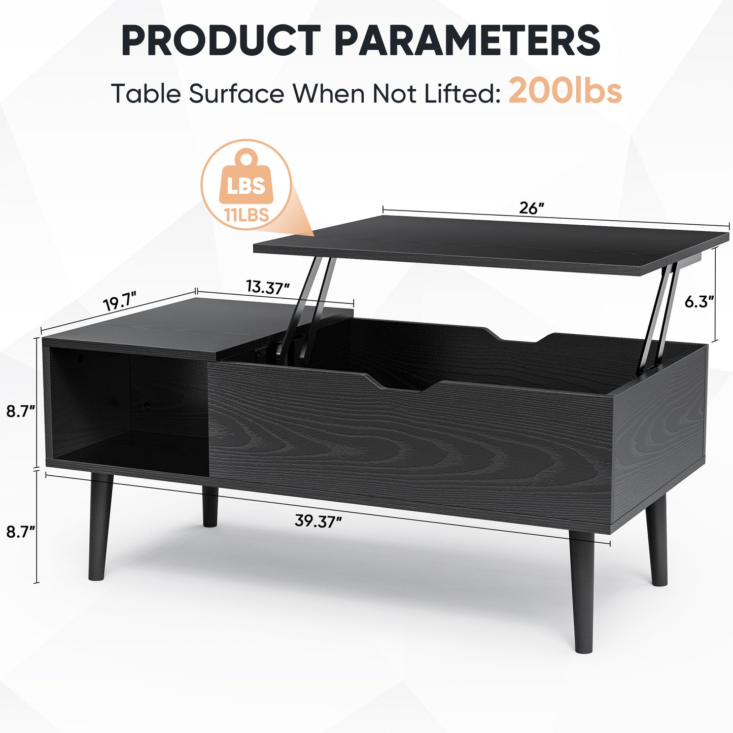 Wooden Coffee Table Desk with Storage Shelf
