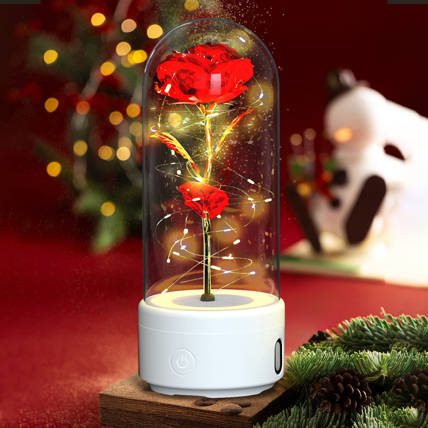 2 In 1 Rose Flowers LED Light And Bluetooth-compatible Speaker