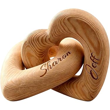 Personalized Wooden Heart Sculpture with Custom Name Engraving ,Custom Love Decor