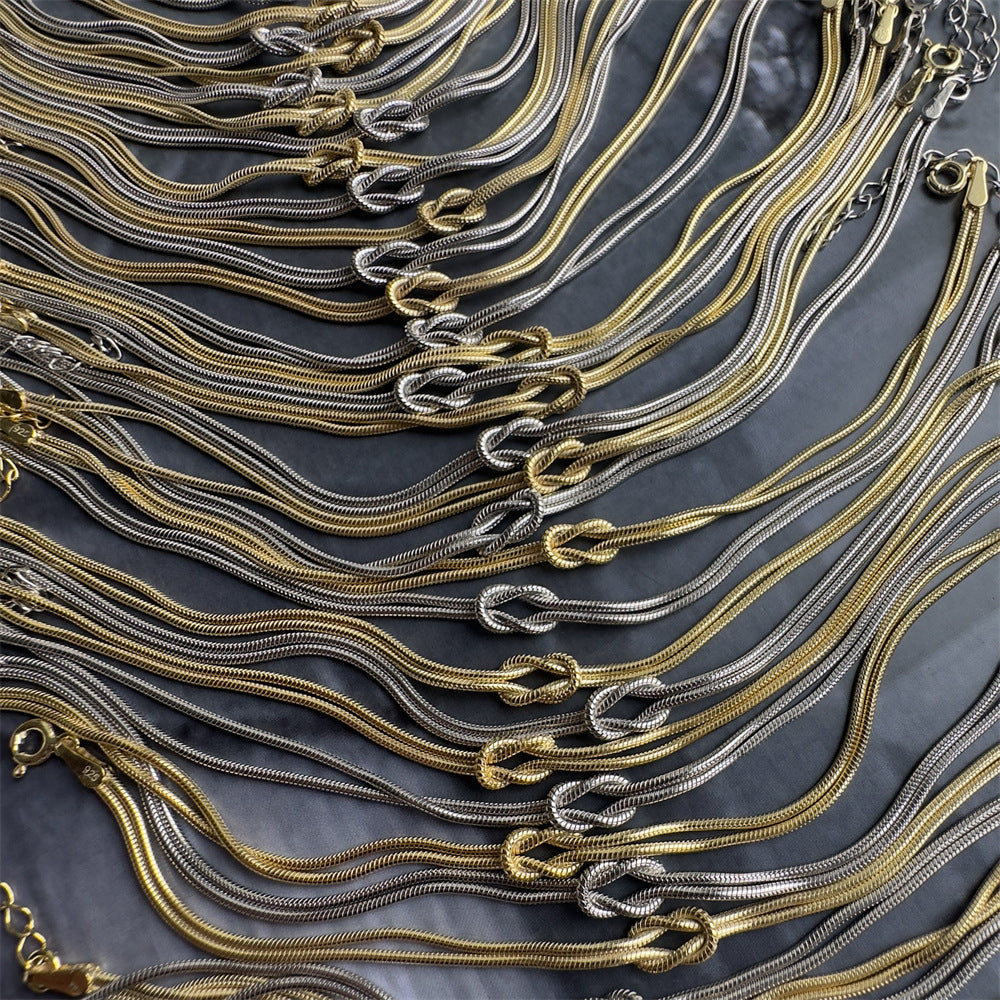 Stainless Steel Chain Necklace Hand Knotted Bracelet