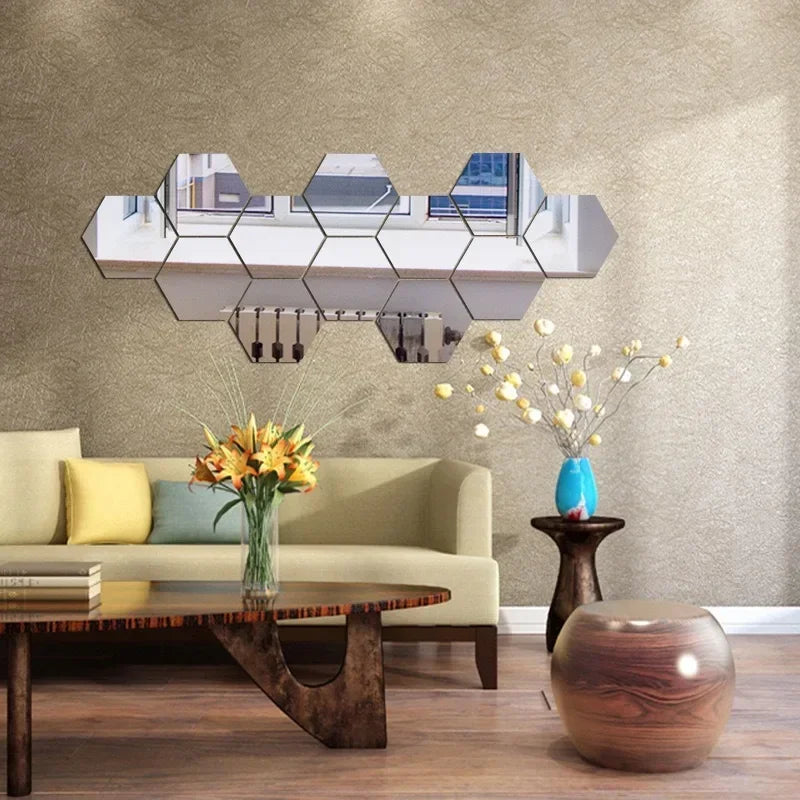 Mirror Wall Stickers – Removable 3D Acrylic Decals for Home Decor (24-Piece Set)