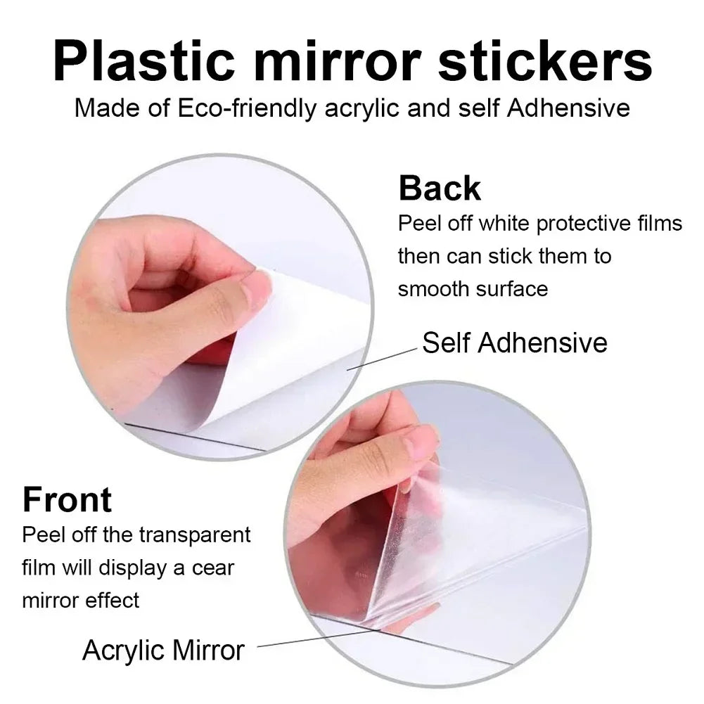 Mirror Wall Stickers – Removable 3D Acrylic Decals for Home Decor (24-Piece Set)