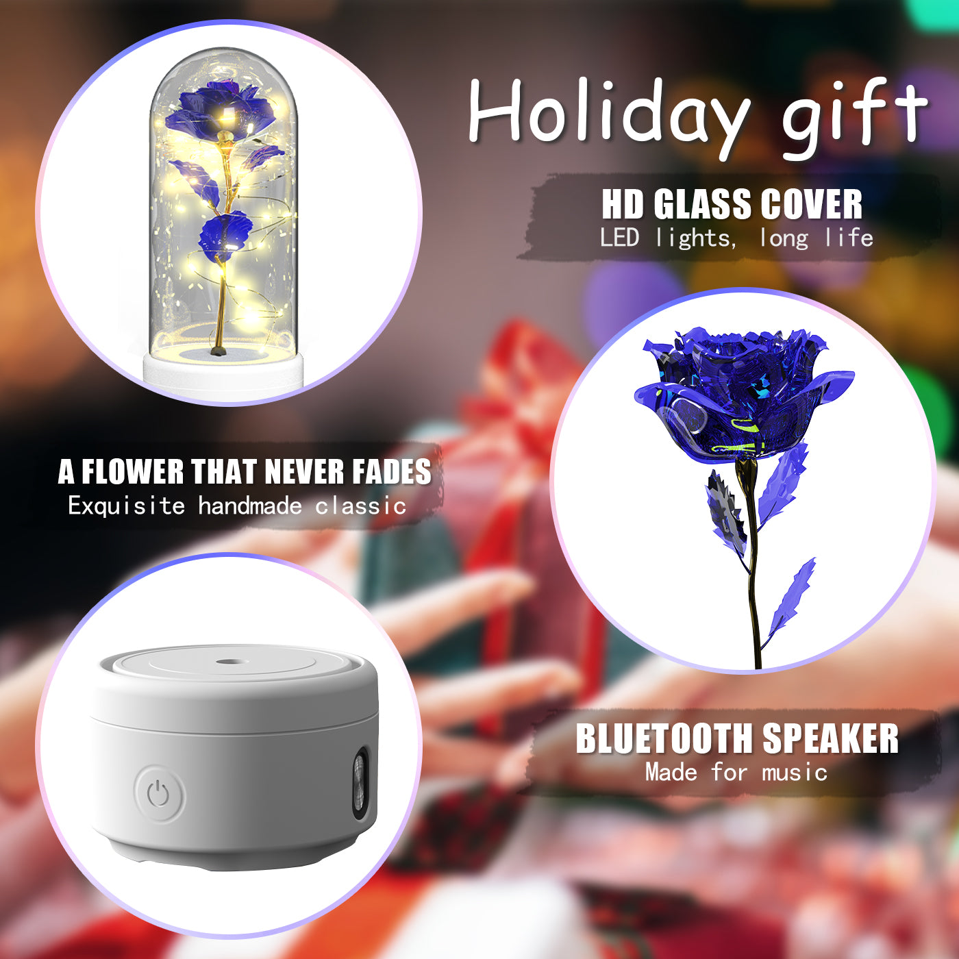 2 In 1 Rose Flowers LED Light And Bluetooth-compatible Speaker