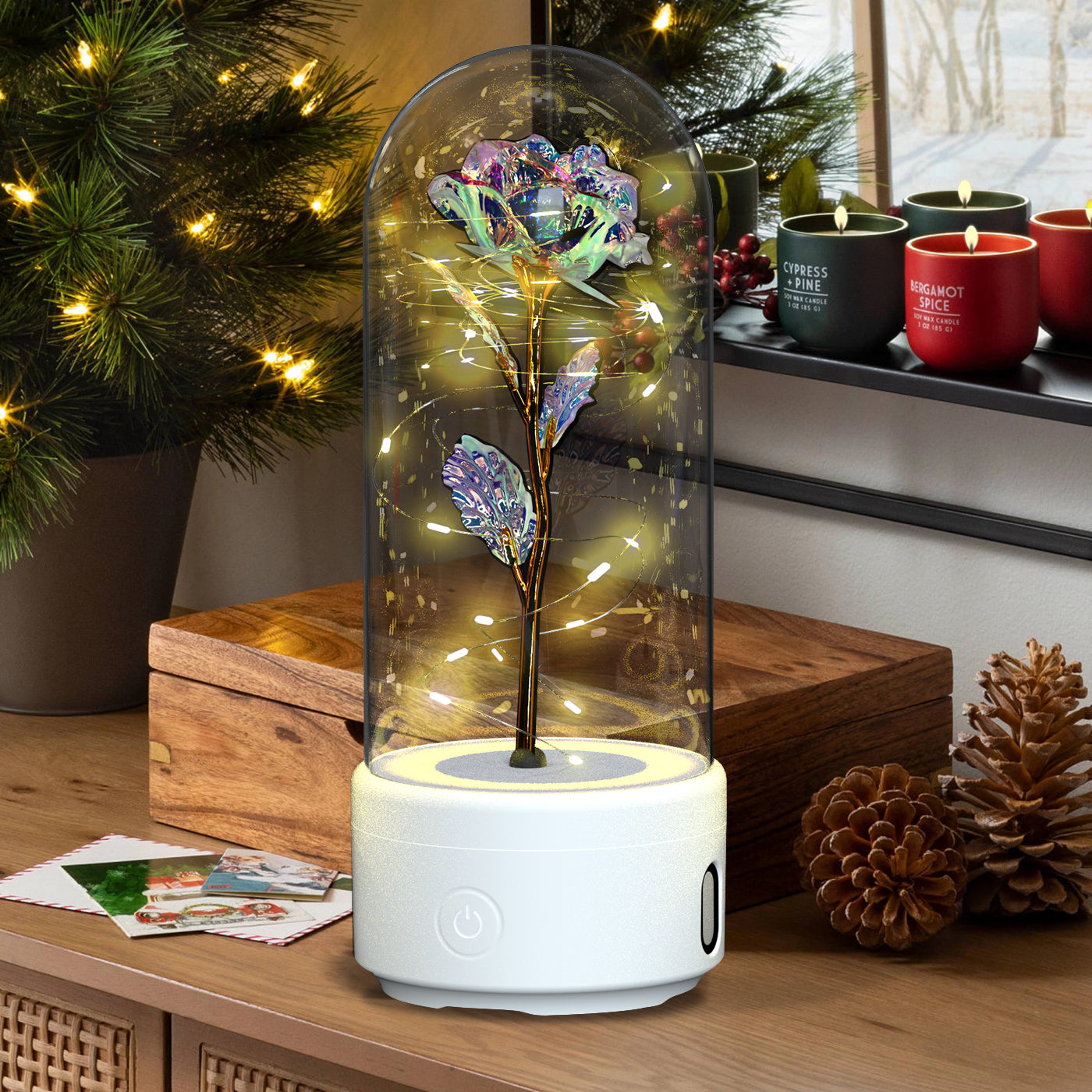 2 In 1 Rose Flowers LED Light And Bluetooth-compatible Speaker