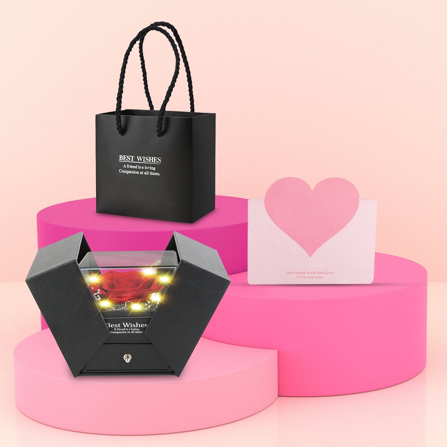 Red Real Rose With Heart Necklace Gifts For Women