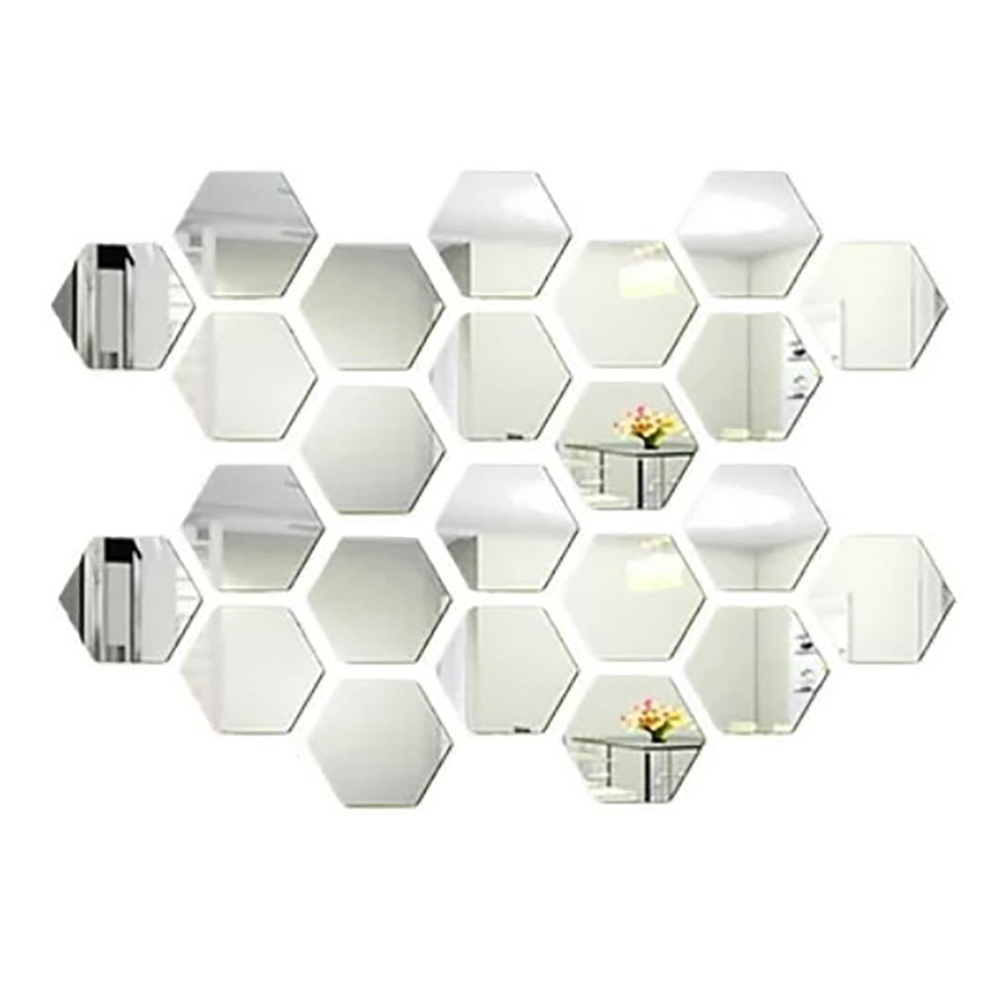 Hexagon mirror wall sticker 24 piece set product photo