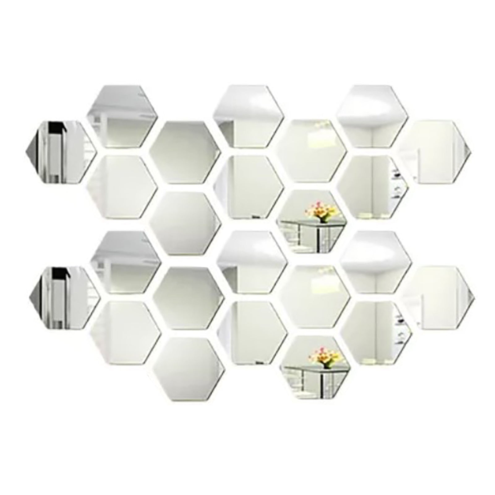 Hexagon mirror wall sticker 24 piece set product photo