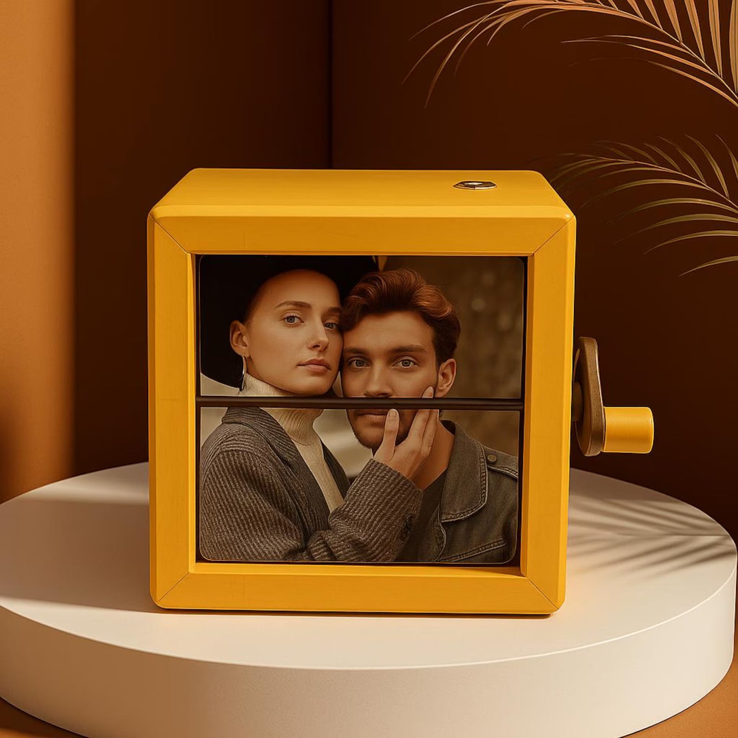 Custom Flip Photo Box – Hand-Cranked Memory Viewer for Couple & Family Gift Moments