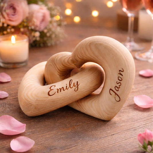 Personalized Wooden Heart Sculpture with Custom Name Engraving ,Custom Love Decor