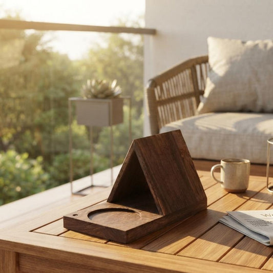Wooden Triangle Book Stand with cup-base